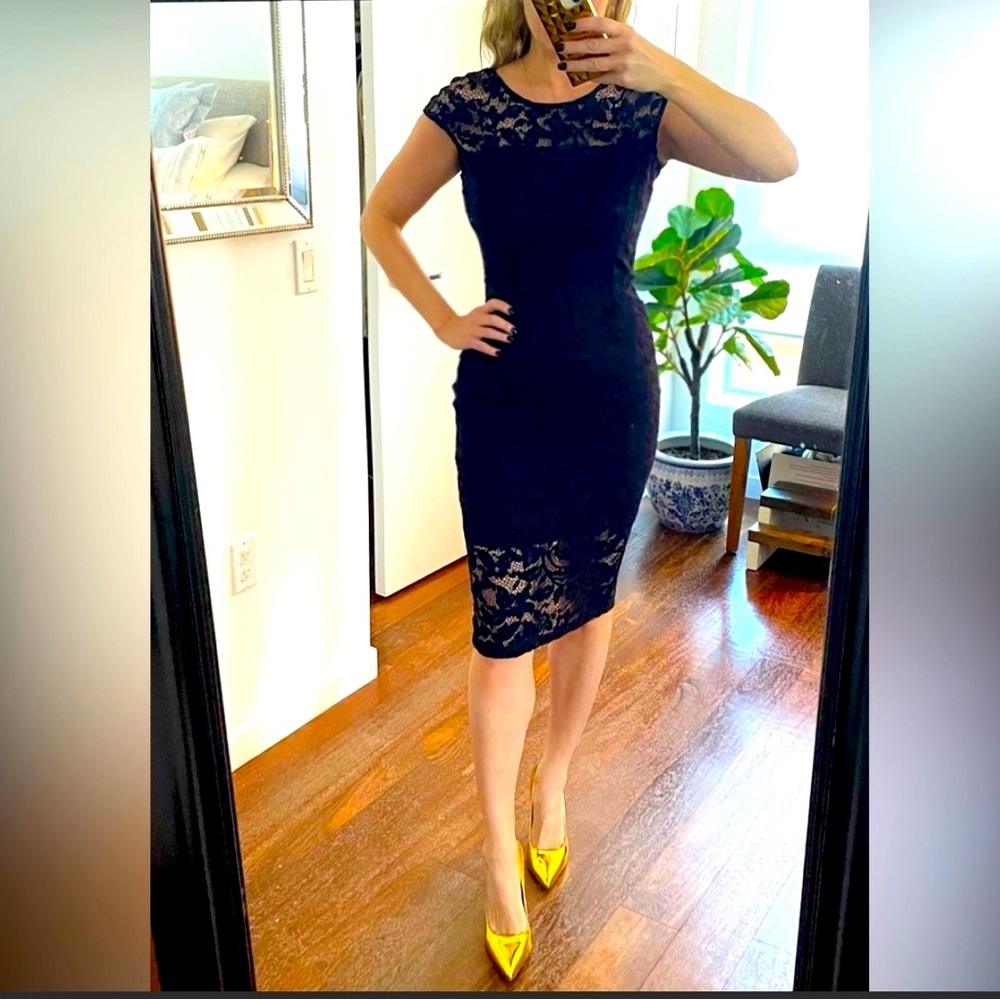 Zara Black Lace Overlay Dress